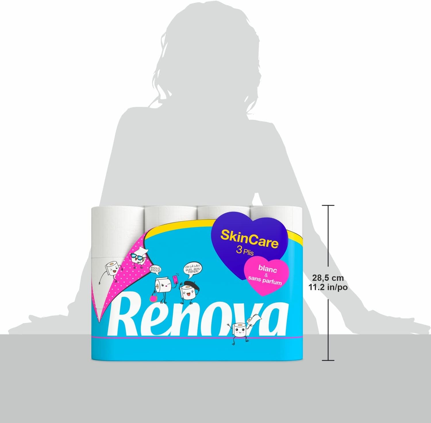 Renova Skincare toiletpapir, 3 lag, hvidt, 24 ruller