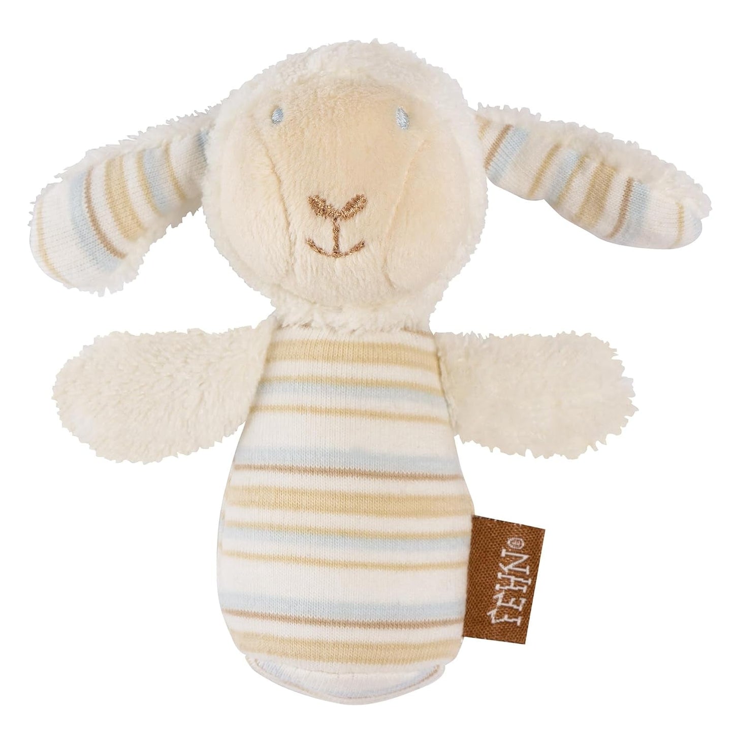 Fehn mini rangle odder - mini gribelegetøj til at rasle, famle og lege med et dyr lavet af blødt og kælent stof - en loyal følgesvend til babyer og småbørn i alderen 0+ måneder Babylegetøj Naty Shop Sheep