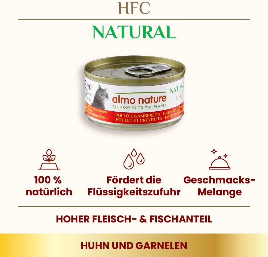 Almo Nature HFC Naturligt vådfoder til katte - Assorterede opskrifter med kylling - 6 x 70g