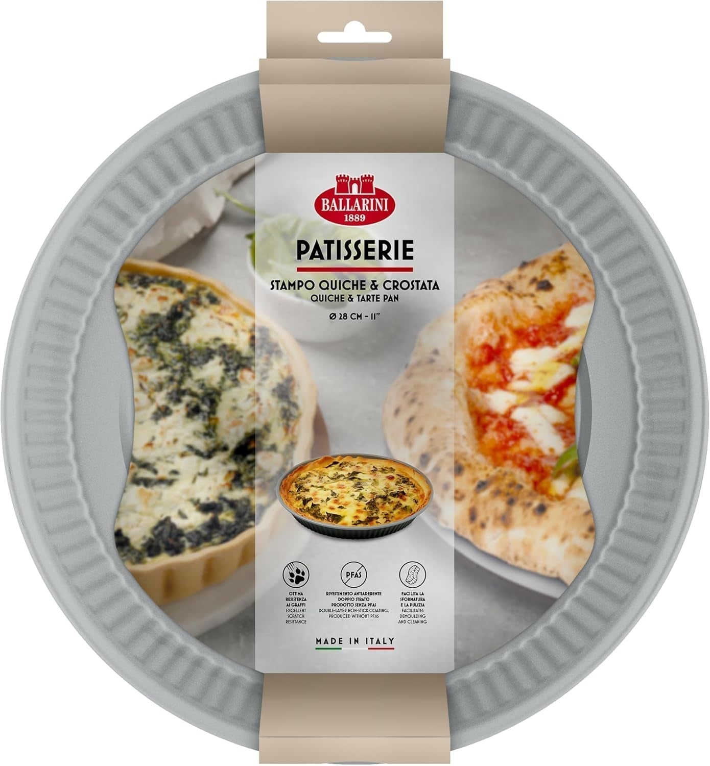Ballarini, Bradepande, forskellige modeller Forme og bageplader Naty Shop Grå Quiche tærteform 28 cm