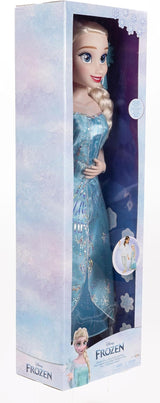 Disney Frozen Playdate Elsa Giant Doll 80 cm fra Jakks Pacific Fuldt leddelt dukke med 11 artikulationspunkter Inkluderer hårbørste og tilbehør