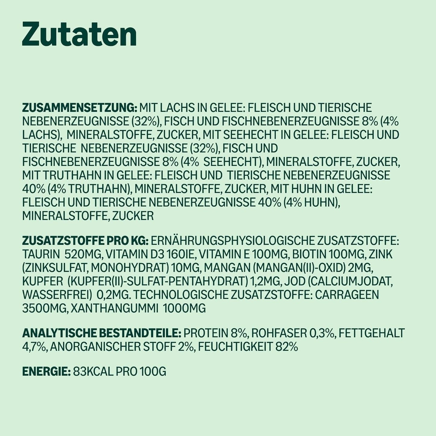 Amazon kornfri våd kattefoder til voksne katte Blandet udvalg i gelé 4,8 kg (48 pakker á 100 g hver)