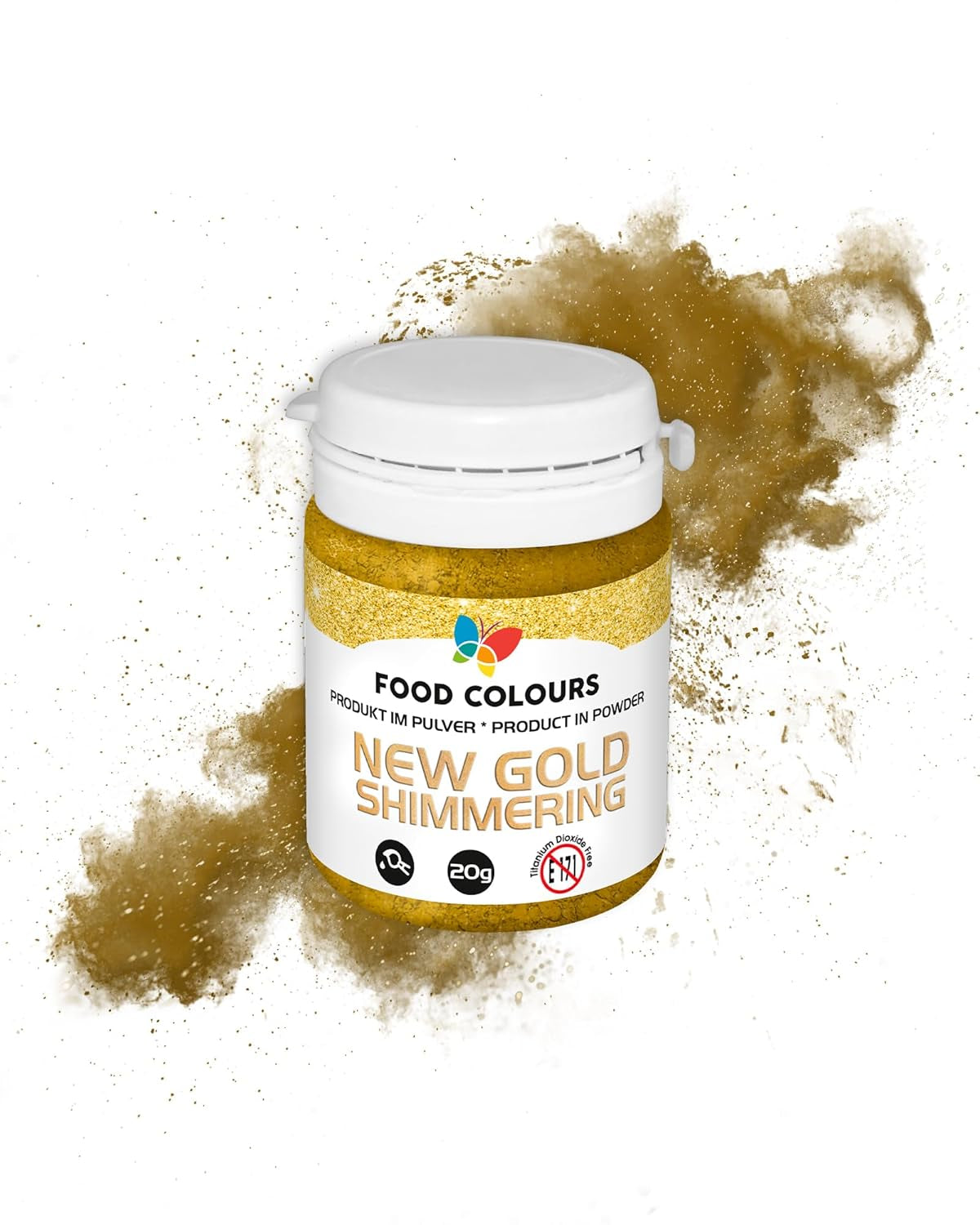 Madfarve Madfarvepulver med metallisk effekt, ORIGINAL GULD 20G madfarve – Ideel til dekoration af kager, tærter, sukkerpastaer, småkager og drikkevarer.
