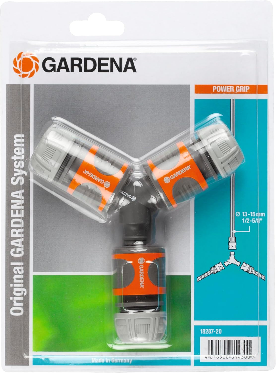 Gardena koblingssæt: Slangekobling til 13 mm (1/2 tomme) og 15 mm (5/8 tomme) forlængelse, selv under højt vandtryk, nem montering (18283-20)