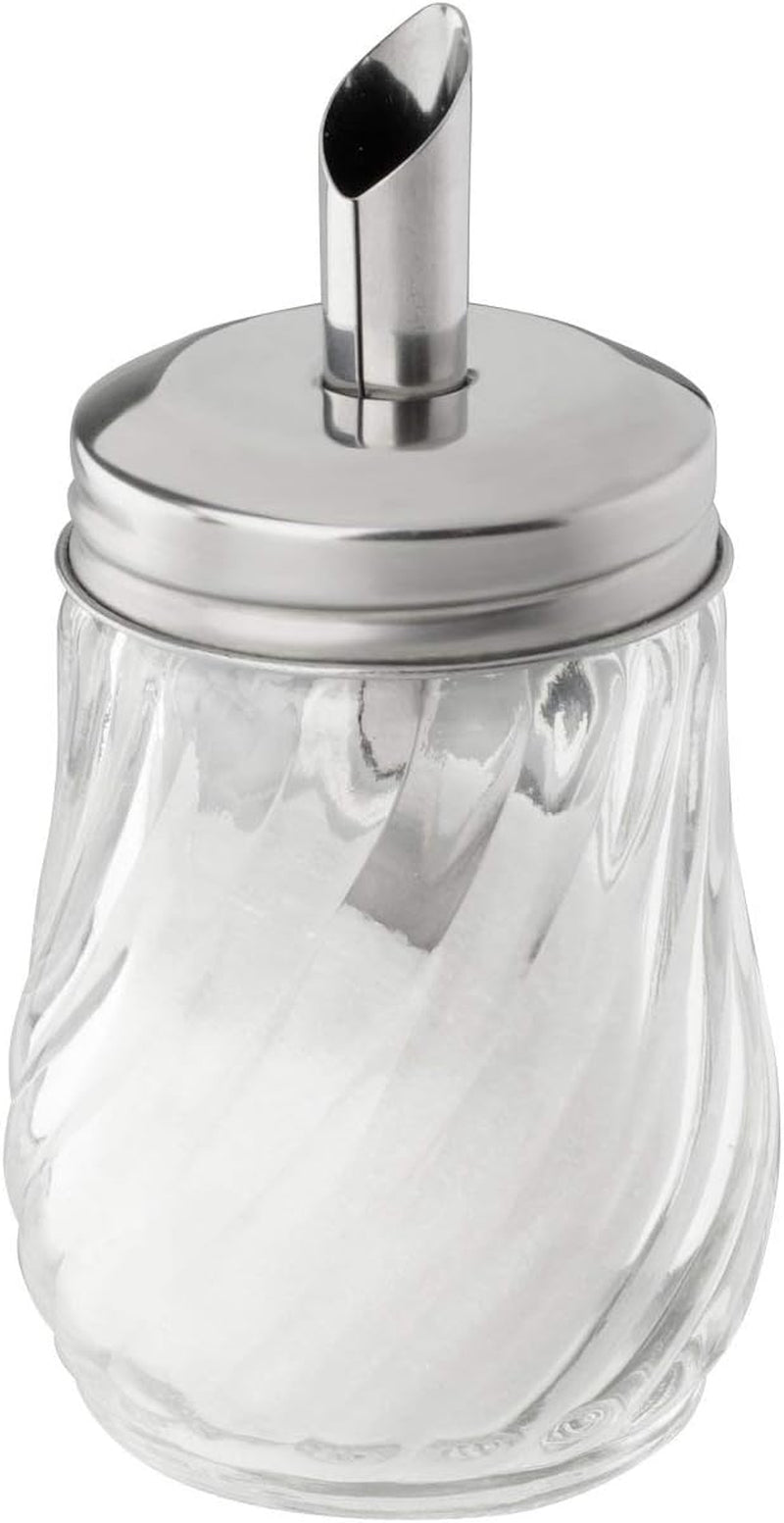 FMprofessional 160ml FLEURETTE sukkerdispenser, glasbeholder, beholder til nem dosering, beholder til forskellige lejligheder, højkvalitetsbeholder (farve: sølv), antal: 1 stk.