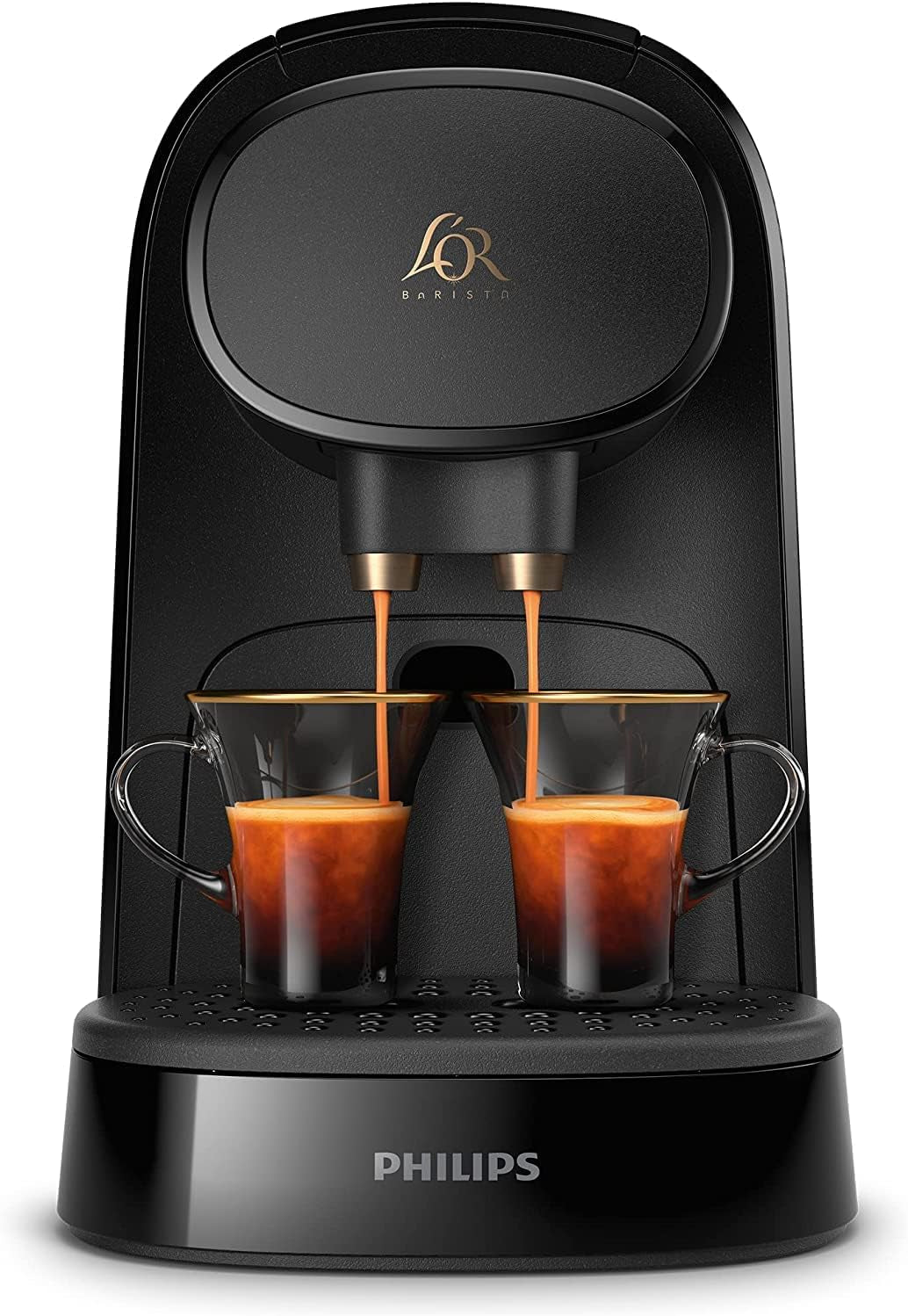 PHILIPS LM8012/60 kapsel espressomaskine - to doser, dobbelt fornøjelse, 1 eller 2 kopper, Ristretto, Espresso, Lungo eller Grand Café Long, Dobbelt kapsel, ægte espressokvalitet, klaver sort