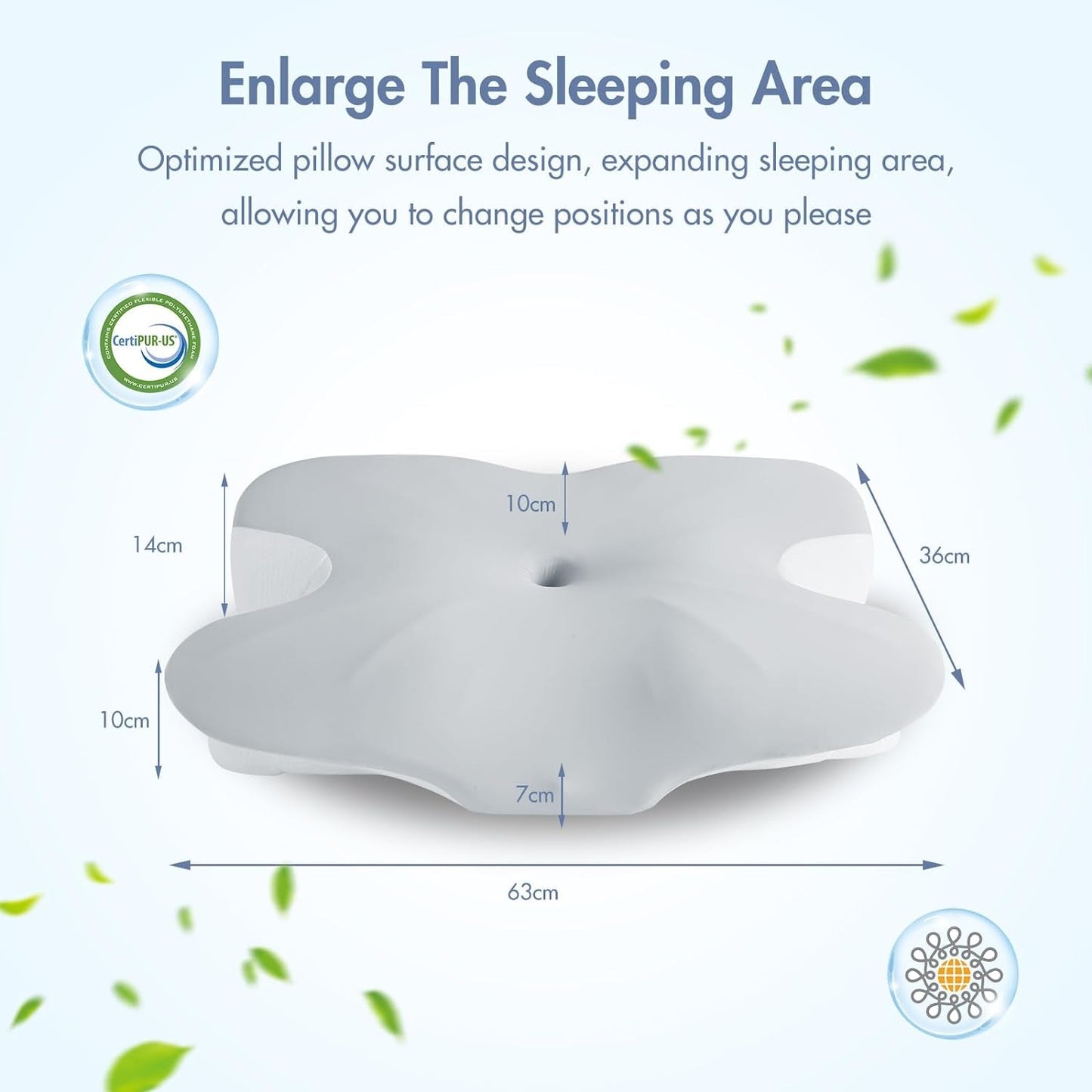 Elegear Memory Foam Pude med kølepudebetræk Nakkesmertepude Sidesovepude Ergonomisk pude Ortopædisk pude til Sidesove Ryg Abdominal 63X 10/14 X36Cm Cervikale ortopædiske puder Naty Shop