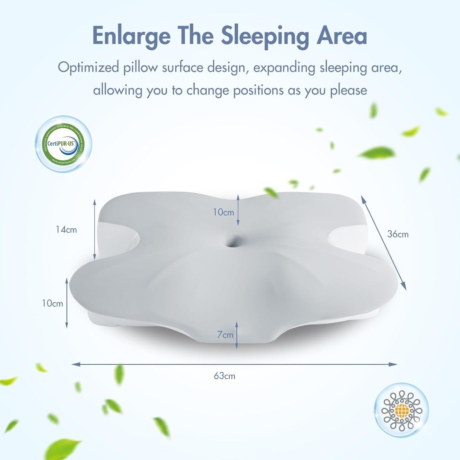 Elegear Memory Foam Pude med kølepudebetræk Nakkesmertepude Sidesovepude Ergonomisk pude Ortopædisk pude til Sidesove Ryg Abdominal 63X 10/14 X36Cm Cervikale ortopædiske puder Naty Shop