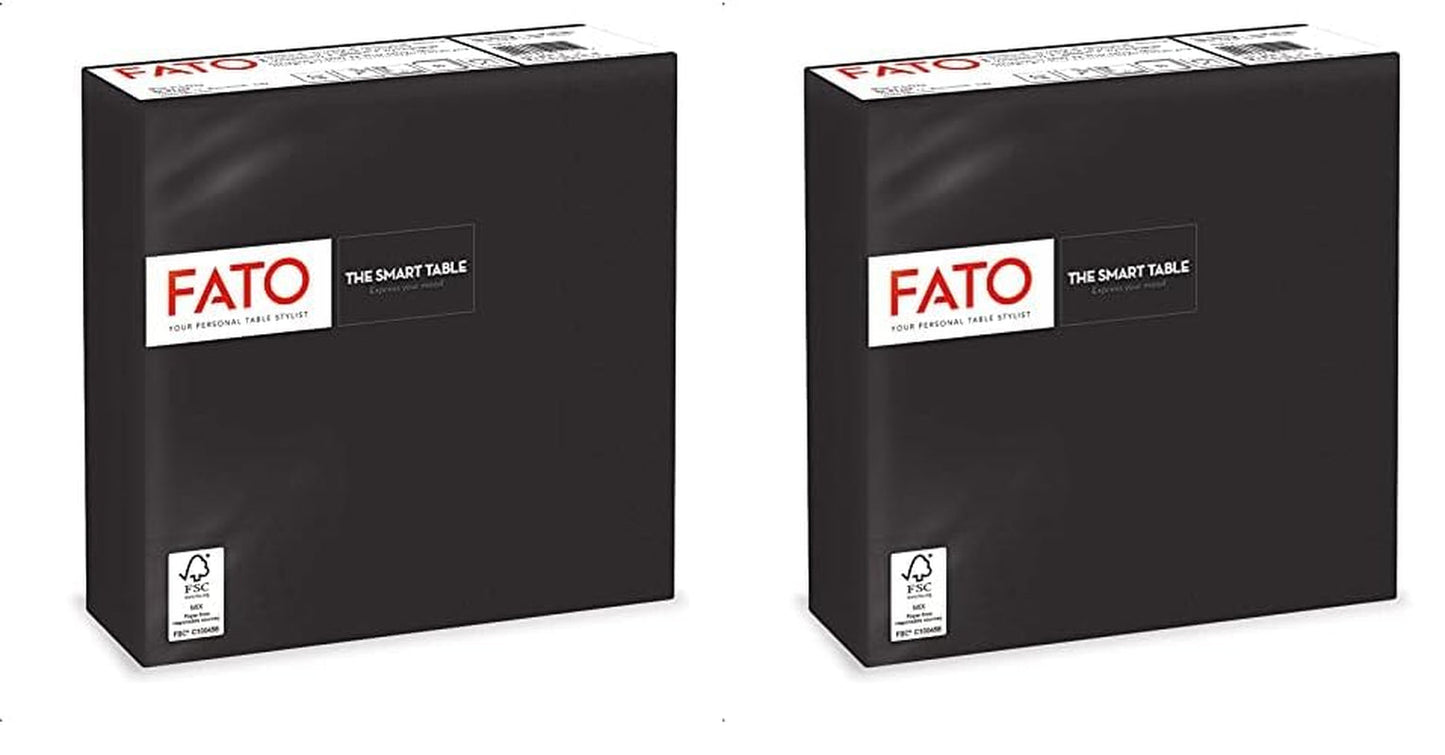 , Engangspapirservietter, ideelle til afslappede frokoster og buffeter, pakke med 50 servietter, størrelse 33X33, 4-lags, 2-lags, sort, Fsc-certificeret (pakke med 2)
