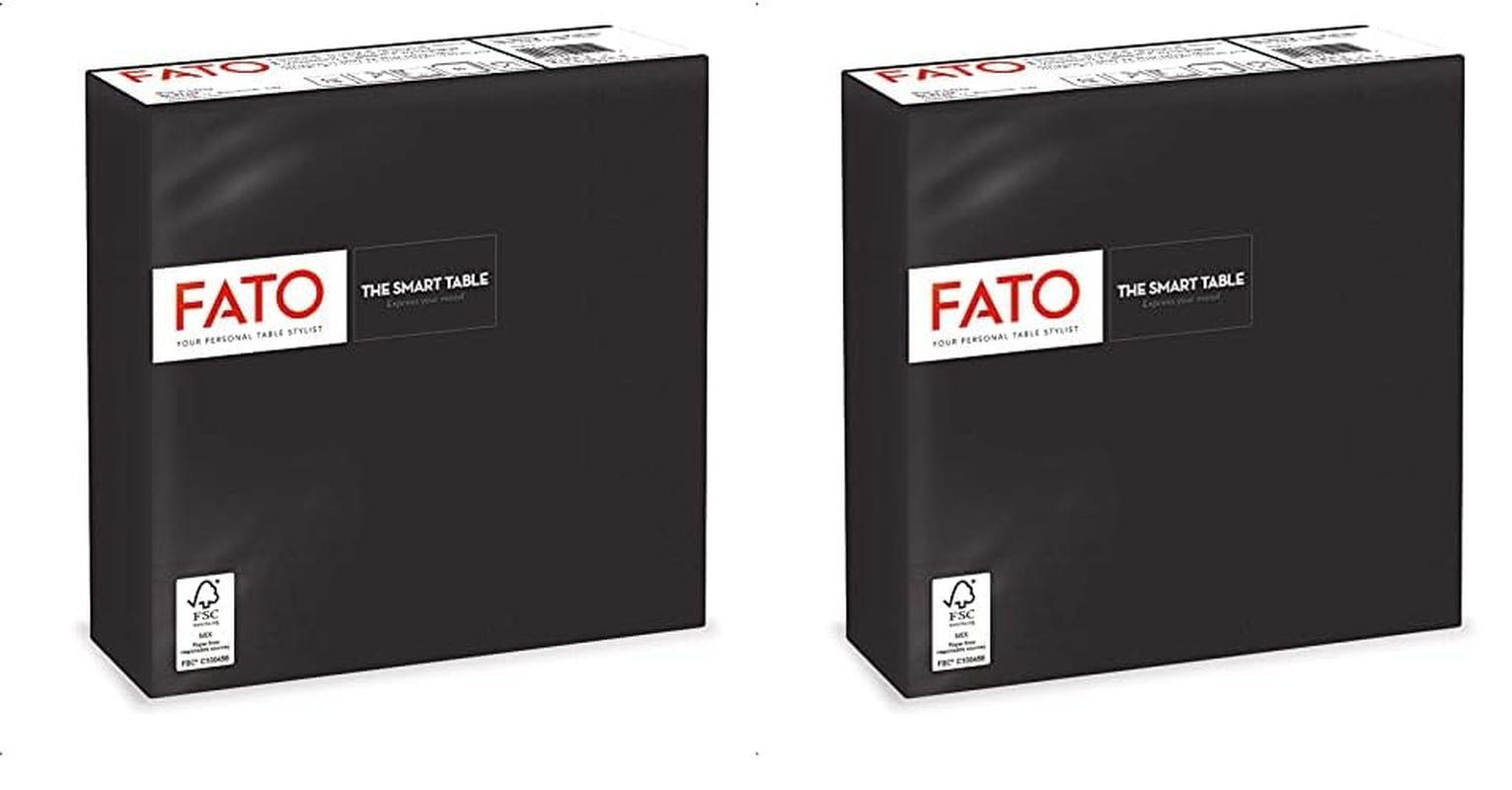 , Engangspapirservietter, ideelle til afslappede frokoster og buffeter, pakke med 50 servietter, størrelse 33X33, 4-lags, 2-lags, sort, Fsc-certificeret (pakke med 2)