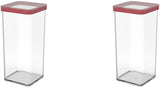Rotho Loftsæt med 5 opbevaringskrukker med låg, forskellige størrelser, BPA-fri madplast (PP), klar/rød, (21,4 x 21,4 x 23,5 cm) Naty Shop madopbevaringsbokse 1,5 l (2 pakke)