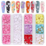 Kalolary Flowers Nail Art Charms, 3D Akryl Blomster til negle Fem kronblade Blomsterdekorationer Negle Gems Rhinsten Blandede metalperler til DIY Nail Art Design Smykkefremstilling (2 æsker)