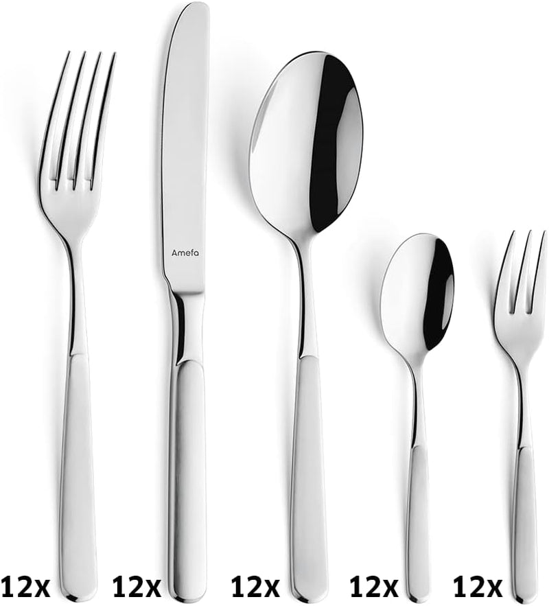 Amefa Satina bestiksæt i 60 dele, til 12 personer, sikker Kitchen Naty Shop