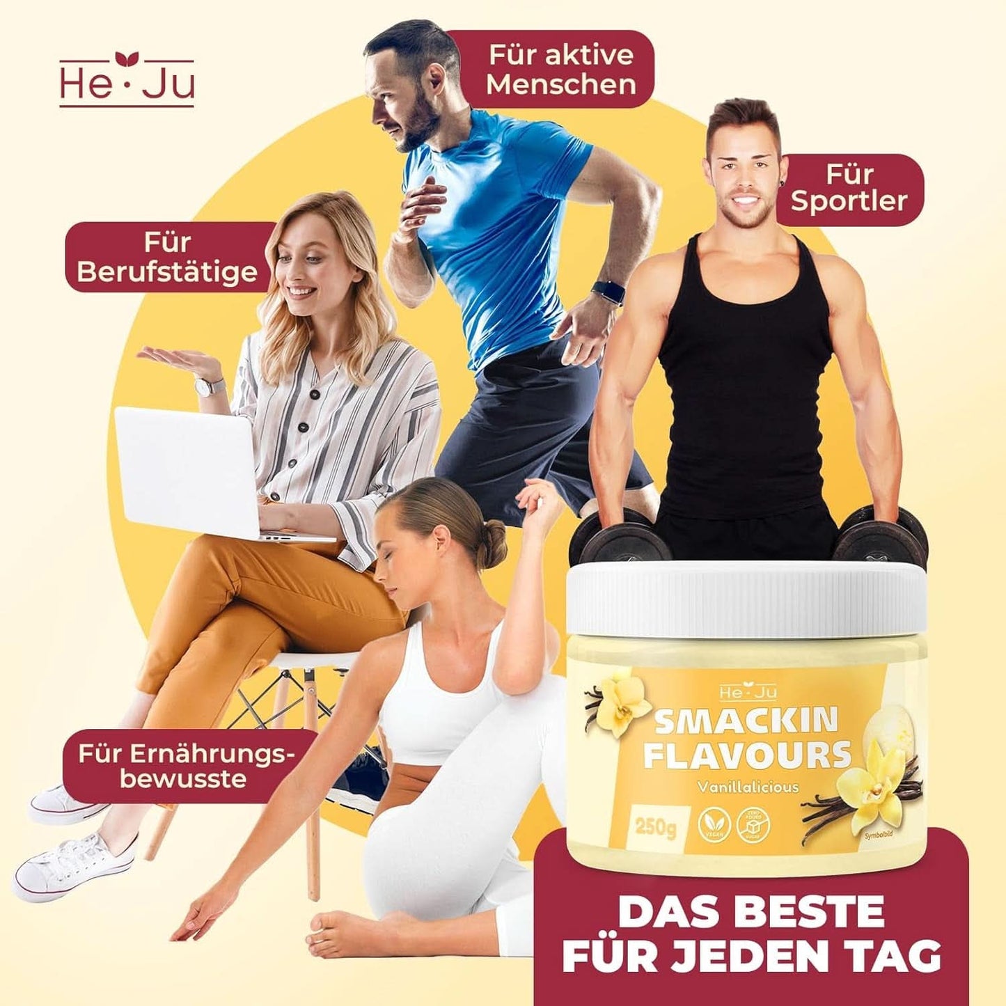 He-Ju, Pulver med vaniljesmag, 250 gram Aromas Naty Shop