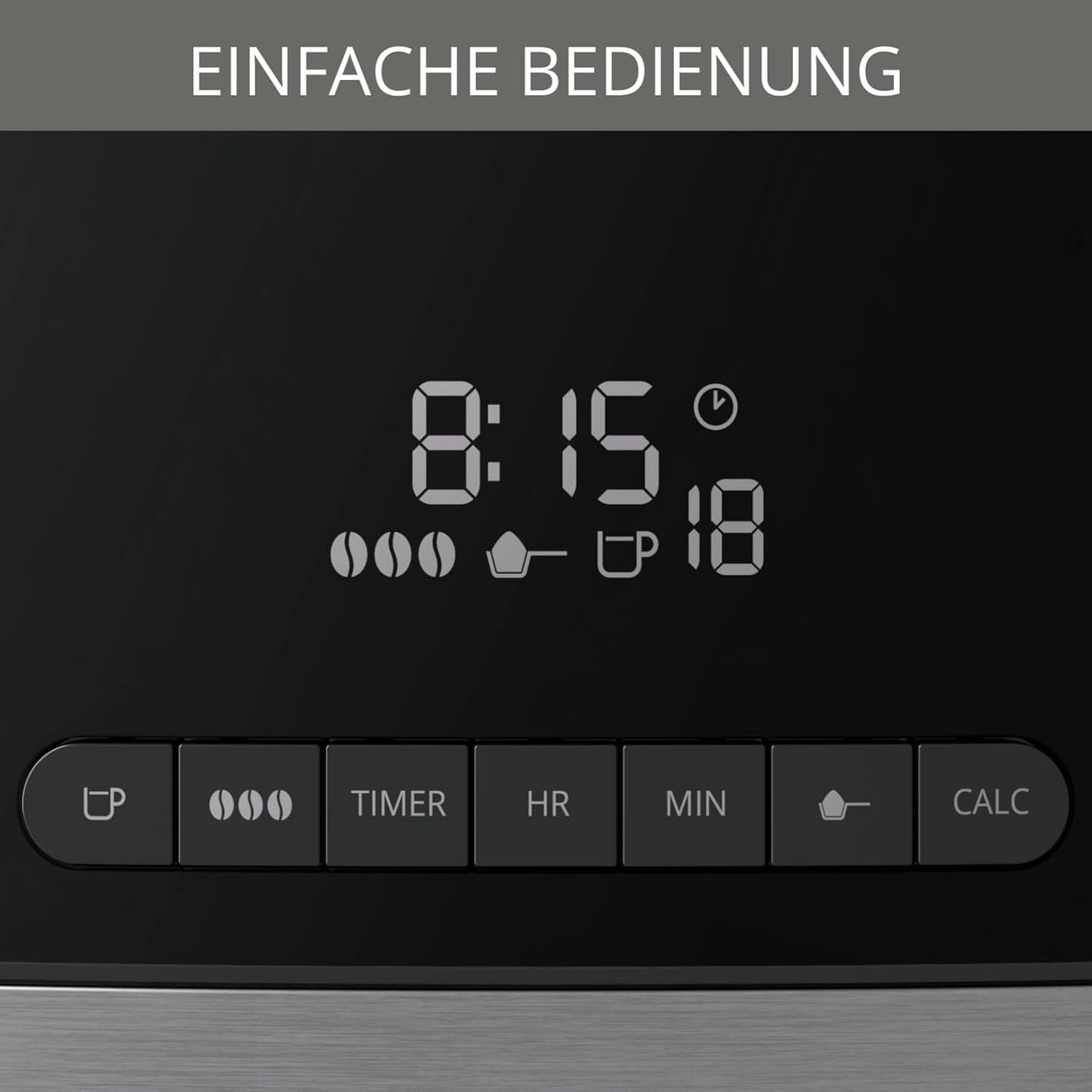 Krups Espressomaskine KM8328 Kværn med kværn | 24 timers timer | Kornbeholder 180 g | Kapacitet 1,25 l til op til 15 kopper kaffe | Autosluk funktion | 3 maleindstillinger | Sort