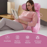 XL læsepude til seng og sofa med aftagelig nakkerulle, ideel rygpude til voksne med memoryskum til behagelig læsning, arbejde, leg, se tv, afslapning (pink)