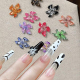 50 stk 3D Flower Nail Charms, 3D Gel Nail Art, Nail Charms, Farverige Sommer smykker, DIY Negle Accessories, Prægede Hibiscus Flower Crystals, Gradient Nail Art til kvinder