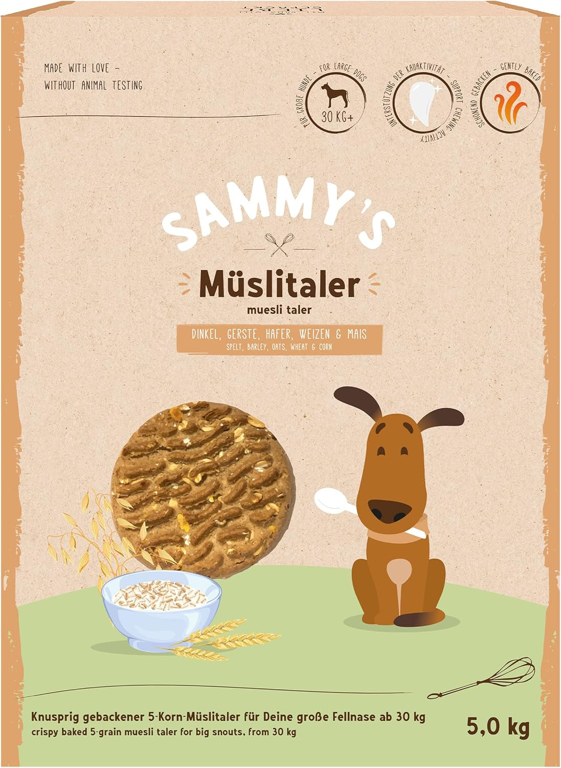 Sammys müsli-mønter | Sprøde bagte snacks til hunde | 5 kornmüsli-mønter til din store lodne ven (30 kg+) | 1 kg