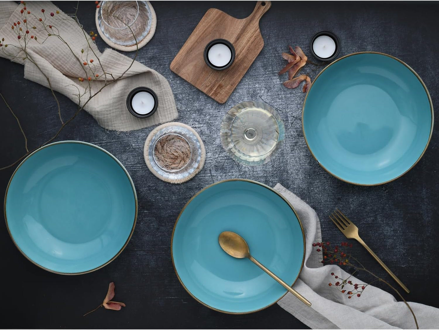 Creatable, 21683, Serie Nature Collection Water, 4-teiliges Geschirrset for 4 Personen, Poke Bowl fra Steinzeug, spülmaschinen- og mikrowellengeeignet, Qualitätsproduktion