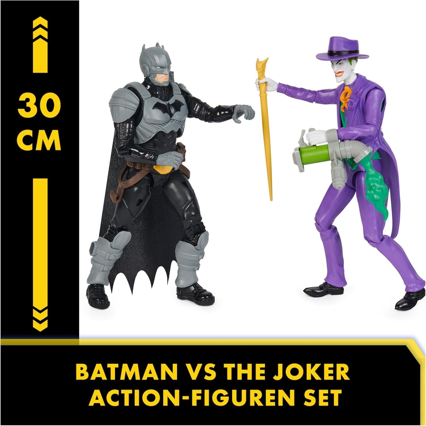 DC Batman Adventures Batman Vs the Joker actionfigursæt, 30 cm - 2 fuldt bevægelige figurer med 12 gear til spændende rollespil, legetøj til 4+ børn Actionfigurer Naty Shop