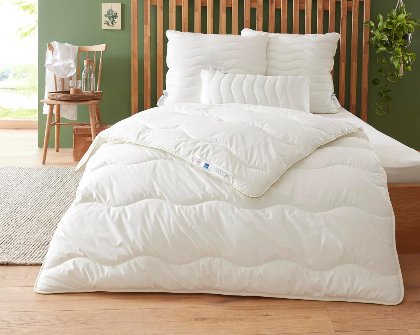 Badenia Trendline Eco quilt Aerelle Blue Duo 135 X 200 Cm, Hvid, Öko-Tex certificeret, Produceret i henhold til den tyske kvalitetsstandard Dyner og dyner Naty Shop 135 X 200 Duo vinterdyne