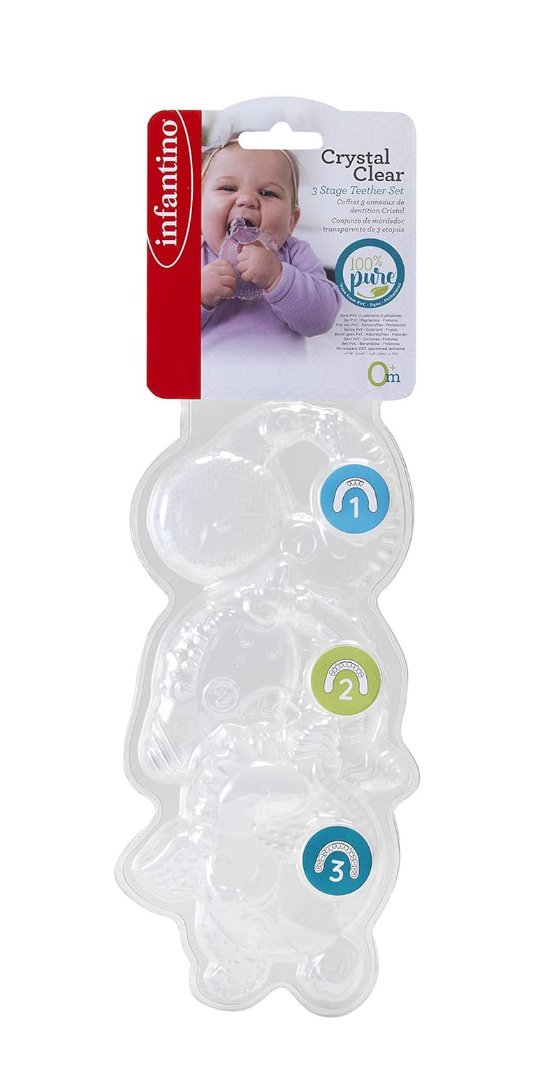 Infantino 316564-01 Infantino gennemsigtige bideringe - Blød bidering, lavet af ikke-giftigt materiale, til sensorisk udvikling og støtte til tænder, flerfarvet