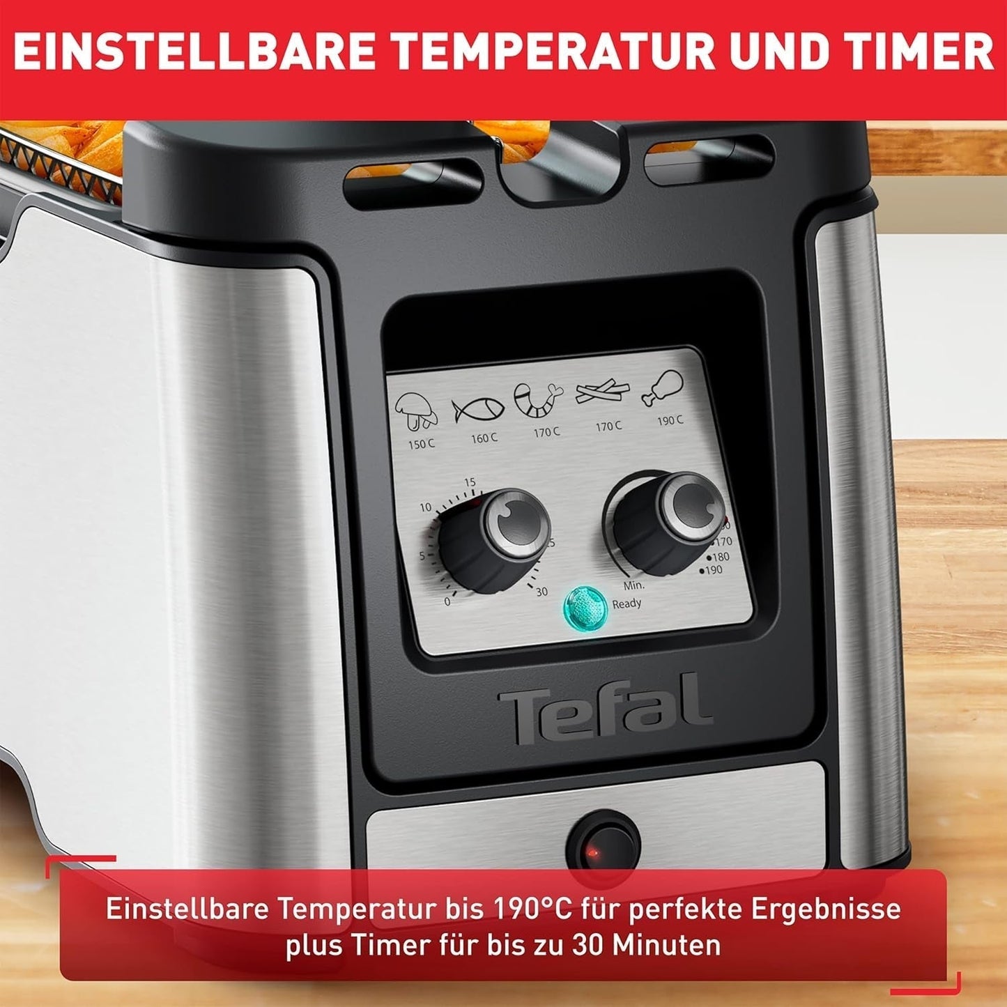 Tefal FR600D Clear Duo frituregryde, stegning med mindre røg og lugt, 1,2 kg kapacitet, termostat, timer, stort udsigtsvindue uden tåge Hvidevarer Naty Shop
