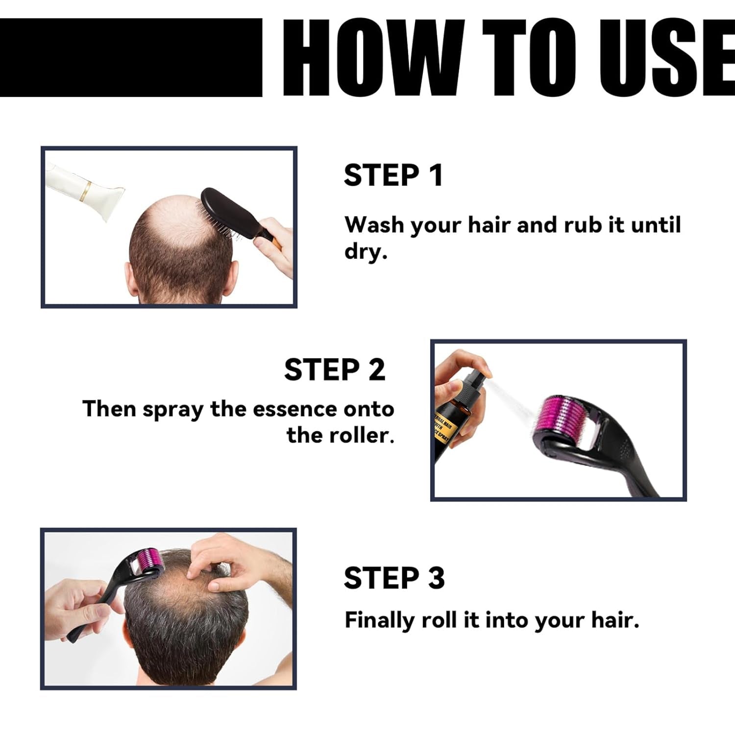 Advanced Hair Growth Treatment Kit 30ml 2 STK Hair Growth Spray Hårvækst Roller og Essence Set Hair Growth Serum Anti Hårtab Advanced Hair Growth Serum Hair Care Naty Shop