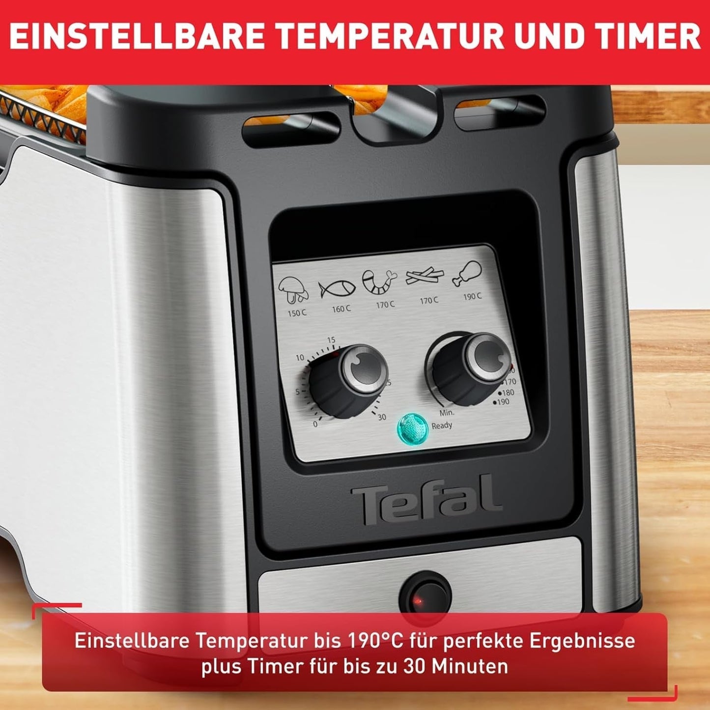 Tefal FR600D Clear Duo frituregryde, stegning med mindre røg og lugt, 1,2 kg kapacitet, termostat, timer, stort udsigtsvindue uden tåge Hvidevarer Naty Shop