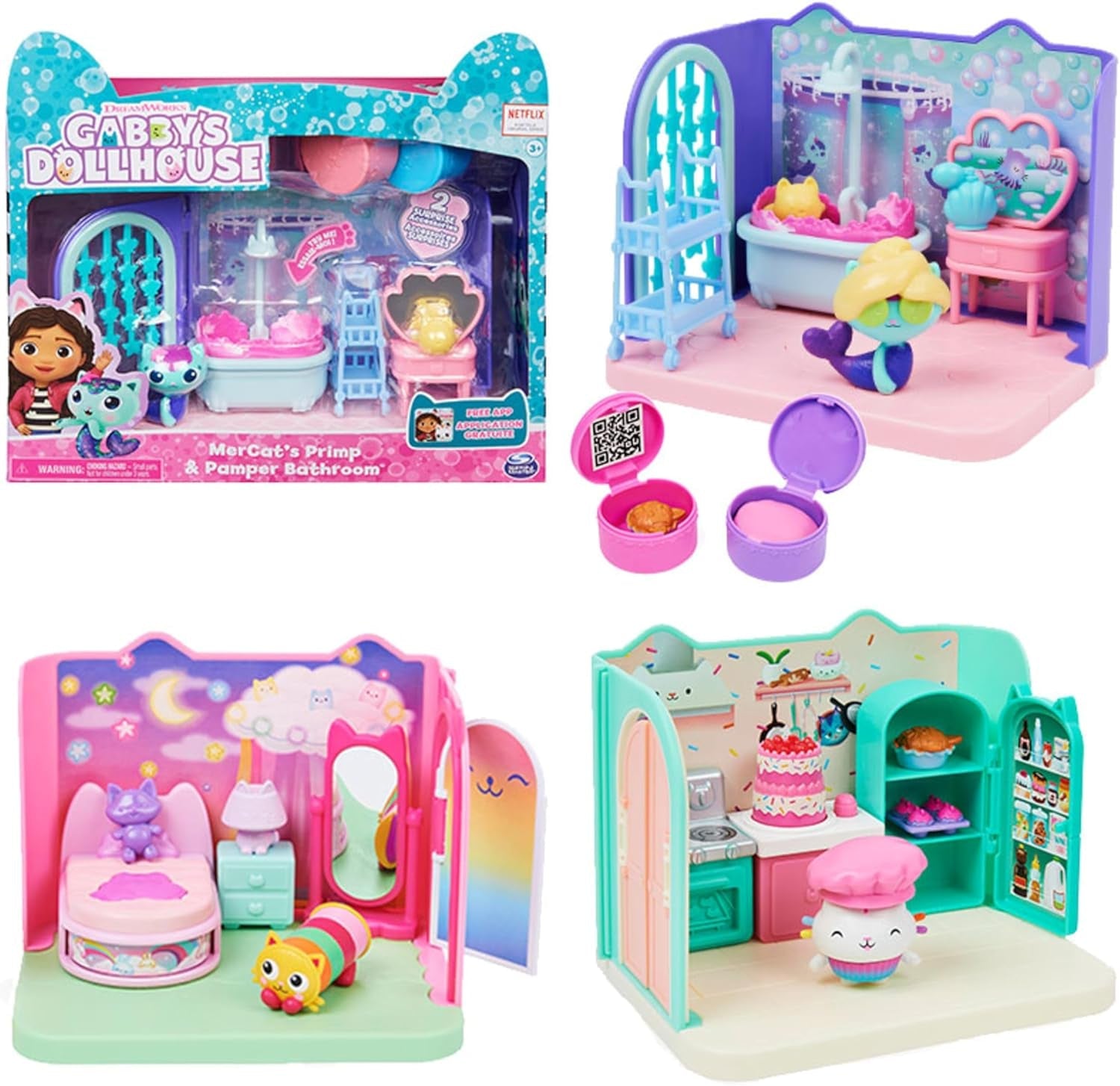 Gabby's Dollhouse Deluxe-værelse, katteværelse, møbler og 2 overraskelsesæsker med tematilbehør, velegnet til 3 år og opefter