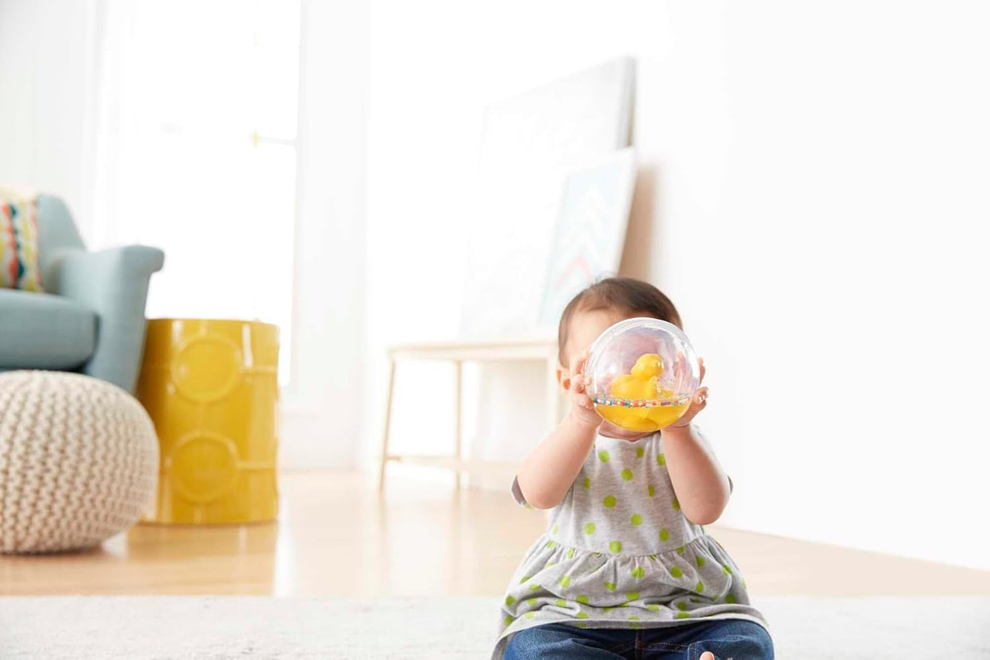 Fisher-Price WaterMates Ducky Ball, Funny Duck in Confetti Ball, Babylegetøj, Legebold, Badelegetøj, Fra 3 måneder, 75676 Babylegetøj Naty Shop