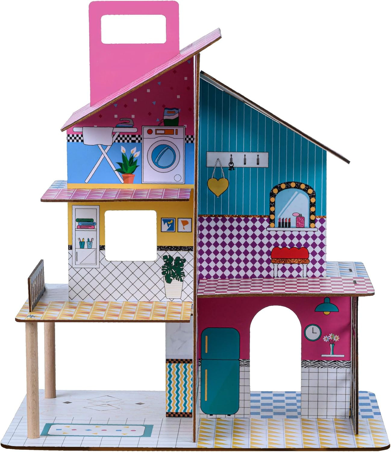 Olivia'S Little World 360 trædukkehus til børn 3,5" dukker og 12 tilbehør Multicolor TD-13260C dukkehuse Naty Shop