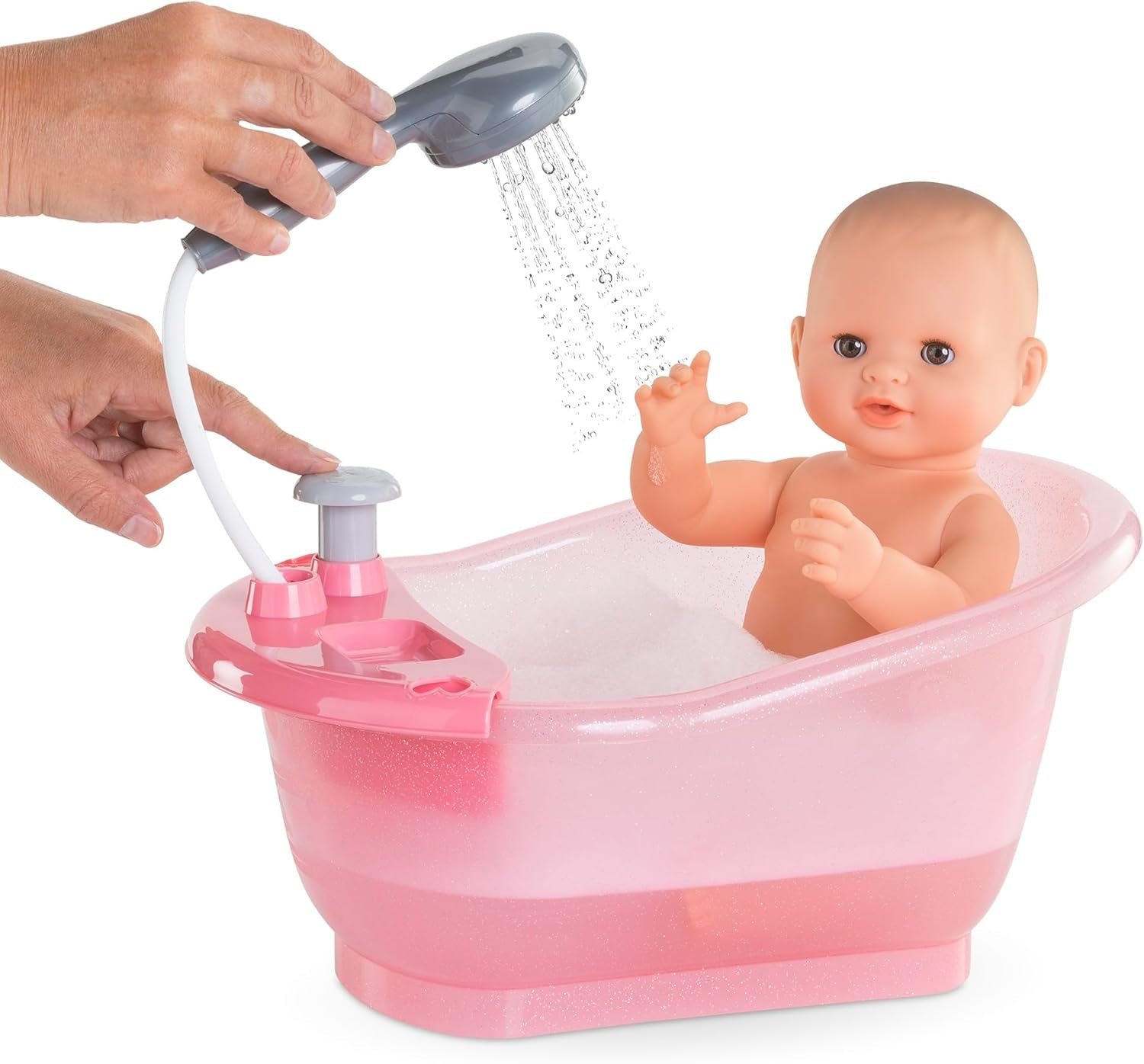 Corolle 9000141660 - Mon Grand Poupon badekar med pumpefunktion og gummi ducky til alle 30-36 cm, 32,5 cm dukker, fra 3 år