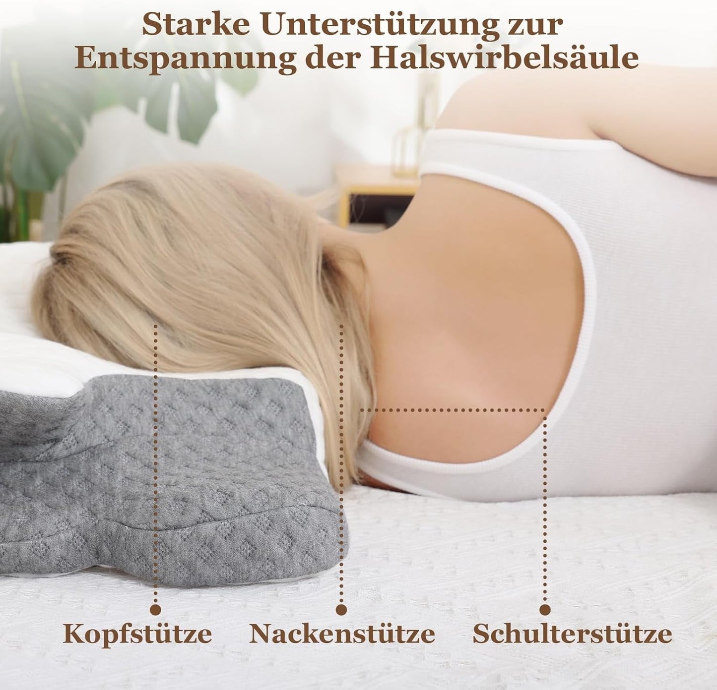 Wellsync Nakkepude Ergonomisk pude Hukommelsesskumpude Ortopædisk pude Til Sidesover Rygsover Mavesover Nakkesmerter Hvid Grå Cervikal Ortopædiske Puder Naty Shop