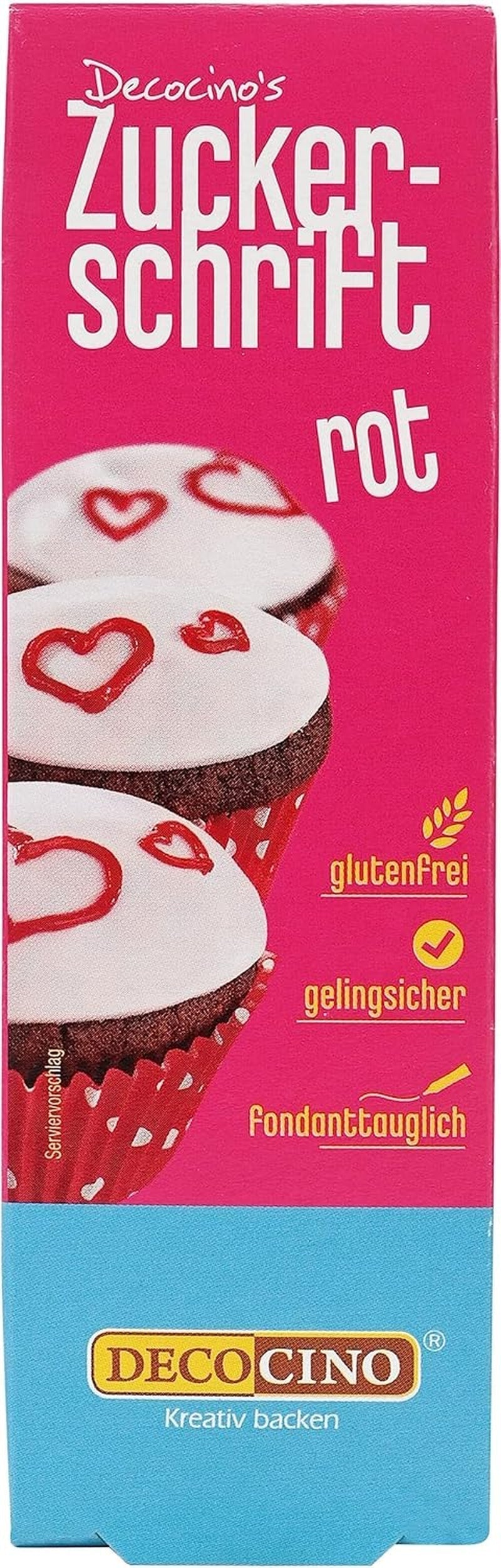 Decocino Red Sugar Lettering - Madfarvebogstaver - Praktisk rør til mærkning af fondant og glasur - Bagepynt til kager, kager og cupcakes! (Pakke med 2)
