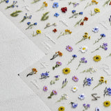 JMEOWIO 3D Nagelsticker Bunte Blumen Nail Art Sticker Selbstklebend Nagelaufkleber 5D Stereoskopisk Frühlings Sommer Blumen Dekoration Nageldesign Zubehör 2 Blatt