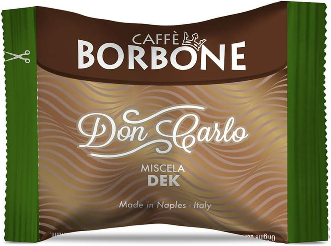 Caffè Borbone Don Carlo Dek Entkofeinierte Kaffeemischung - 50 Kapseln - Kompatibel med Lavazza®* A Modo Mio®* Haushalts-Espressomaschinen