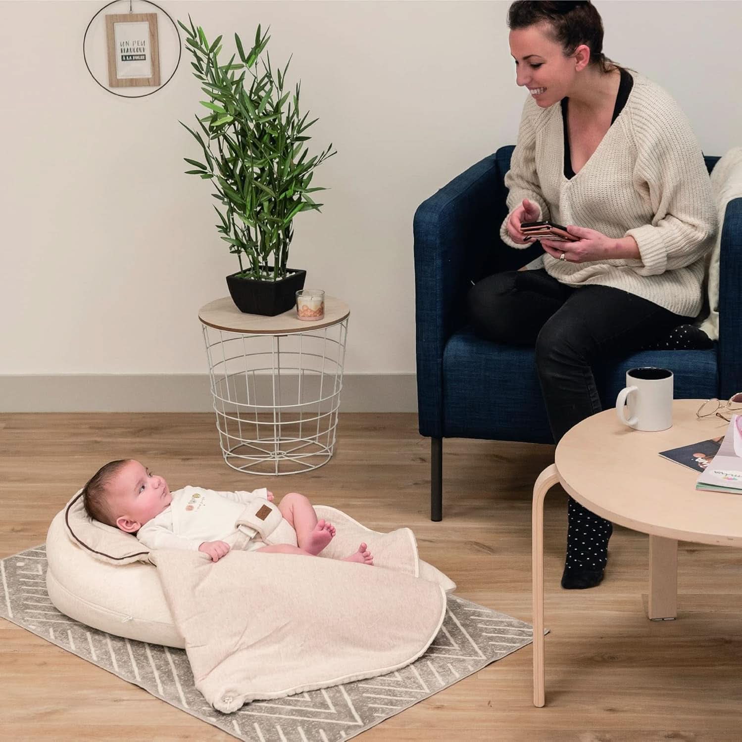 Multifunktionel ammepude, 4 i 1, Soft Nova, beige, enkelt pude: 202 cm, lænestol, 40 X 75 X 22 cm Tilbehør Mad og Amning Bebe Naty Shop