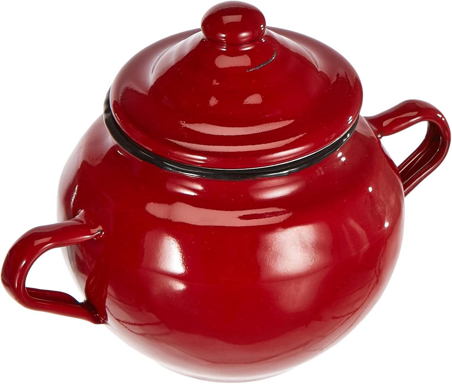 Roja krukke med låg, 0,5 l, rødemaljeret stål, 10 x 10 x 20 cm, 2 stk.