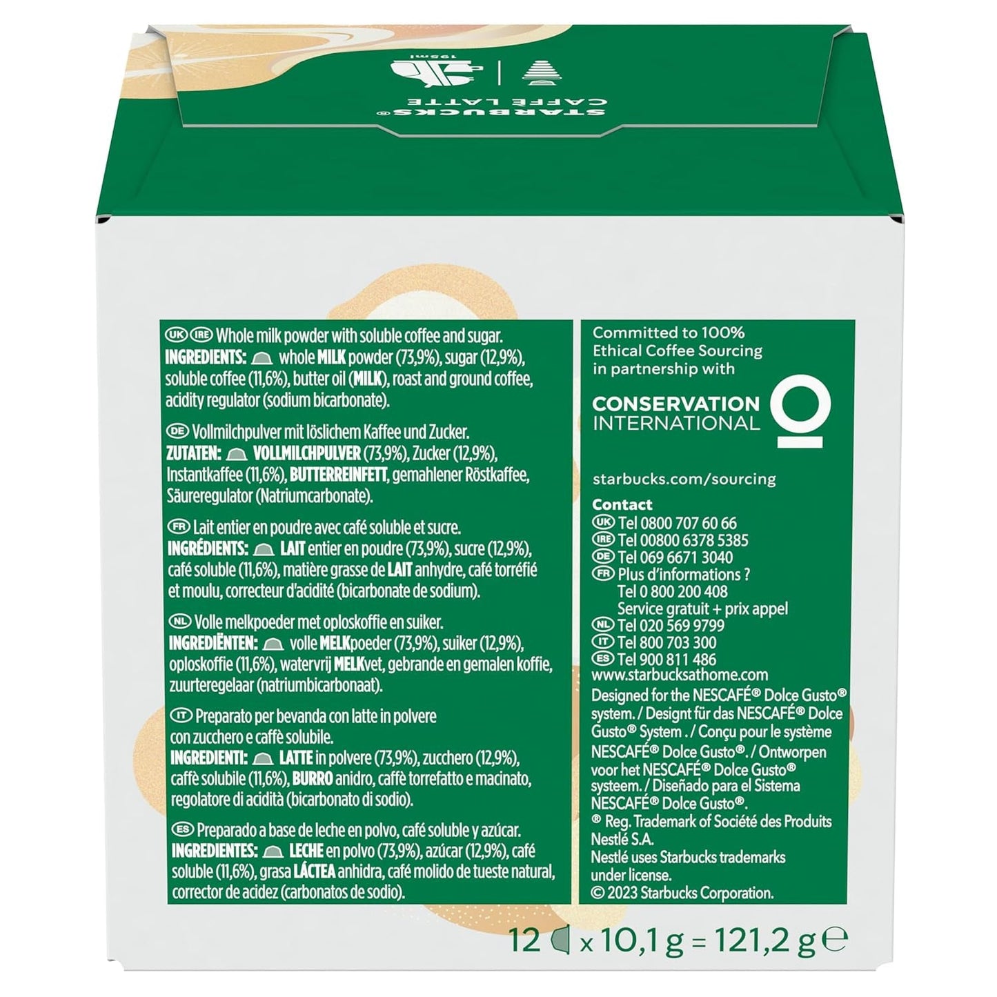STARBUCKS Caffè Latte af Nescafé Dolce Gusto Kaffeekapseln 6 x 12 (72 Kapseln)