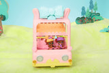 BABY født 904763 Baby Surprise Bus - pink mini dukke legetøjsbus med 2 eksklusive dukker, tredobbelt klapvogn, gynge, karrusel, rutsjebane og tredobbelt gynge.