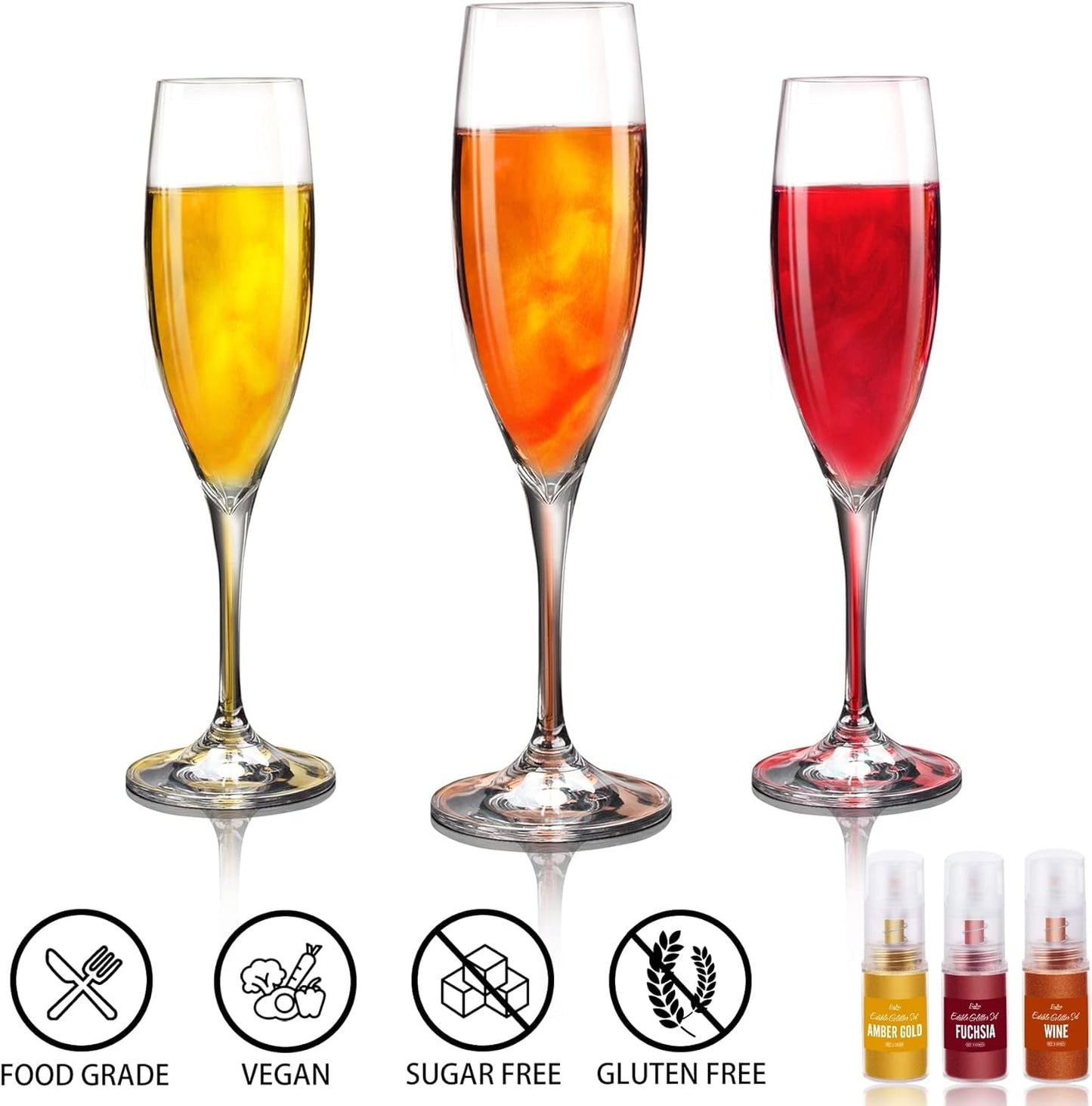 Spiselig glitterspray - 22G spiselig glitter, spiseligt glitterpulver til drinks, kagepynt, macarons - madfarve glitterpulver, spiseligt glitter til cocktails, muffins (pink)