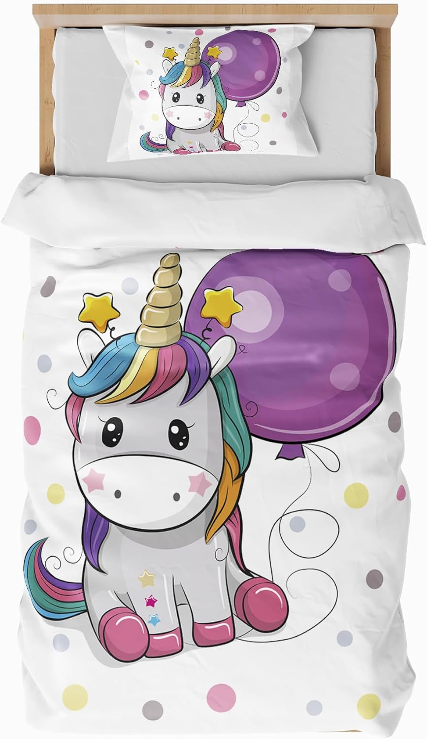 Sengetøj til børn, forskellige størrelser og forskellige animerede figurer Sengetøj - børn Naty Shop Unicorn (model 2) 100X135Cm+40X60Cm