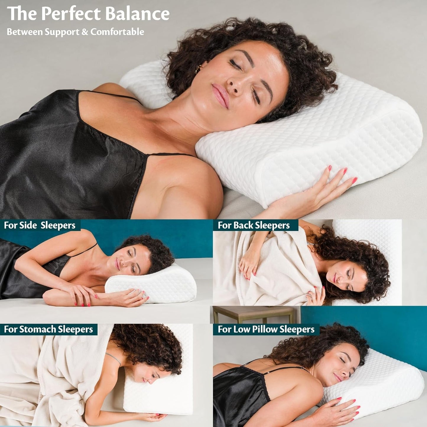 Nakkestøtte Højdejusterbar Memory Foam pude Ortopædisk og ergonomisk sengepude Nakkesmertelindrende pude Nakkestøtte og anti-snorken vaskbar polyes. Kasket Cervikal ortopædiske puder Naty Shop