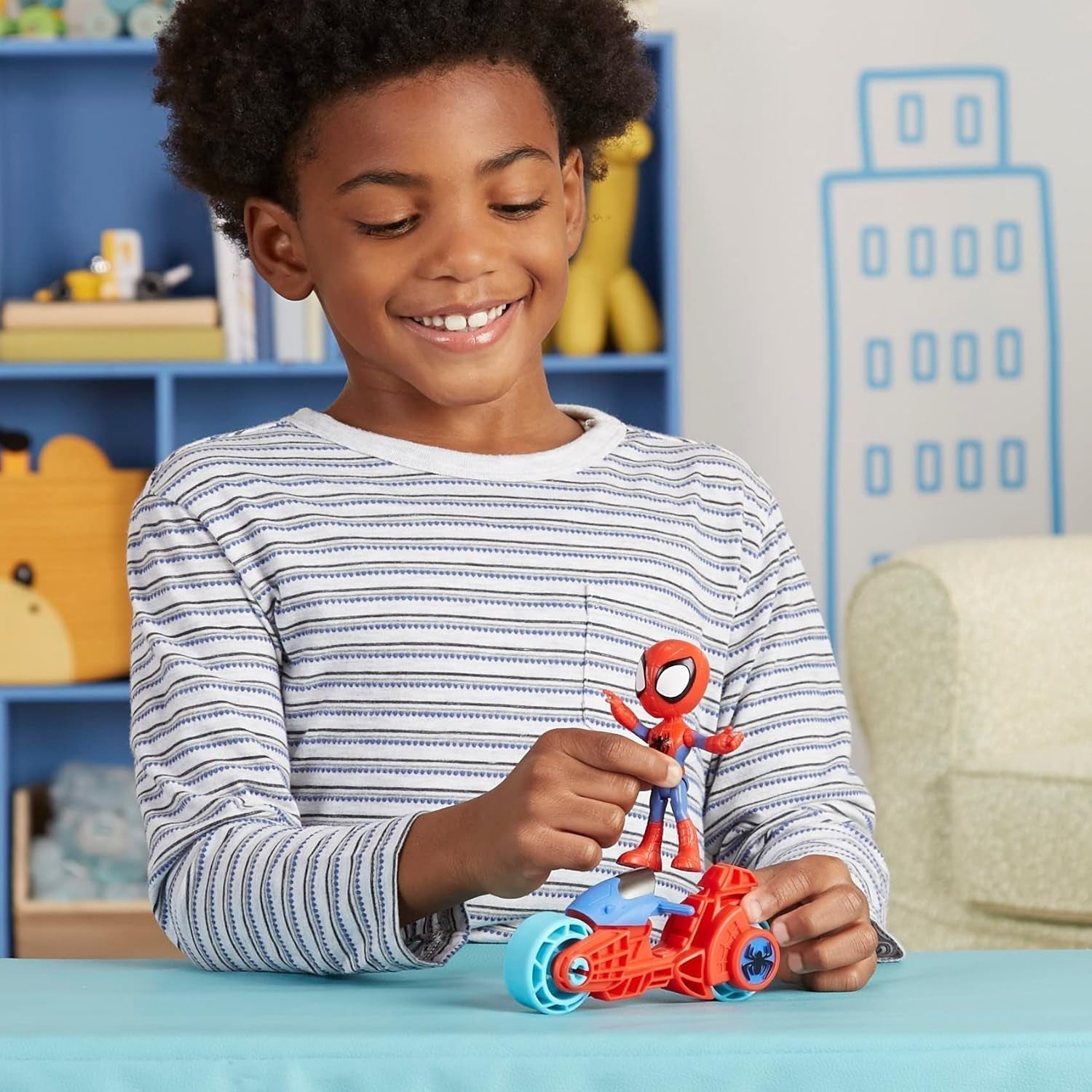 SPIDEY og HANS FANTASTISKE VENNER Marvel Spidey Motorcykelfigurlegetøj til drenge og piger fra 3 år og opefter Actionfigurer Naty Shop