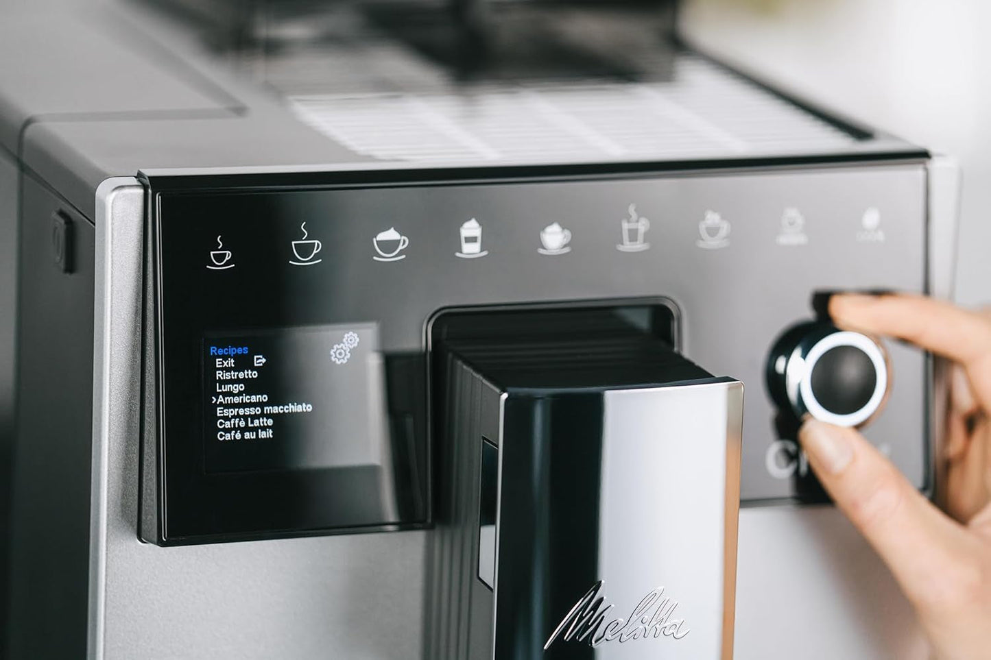 Melitta CI Touch - Fuldautomatisk espressomaskine med mælkesystem, espressomaskine med integreret kaffekværn og mælkeskummer, f.eks. til espresso eller cappuccino, sølv