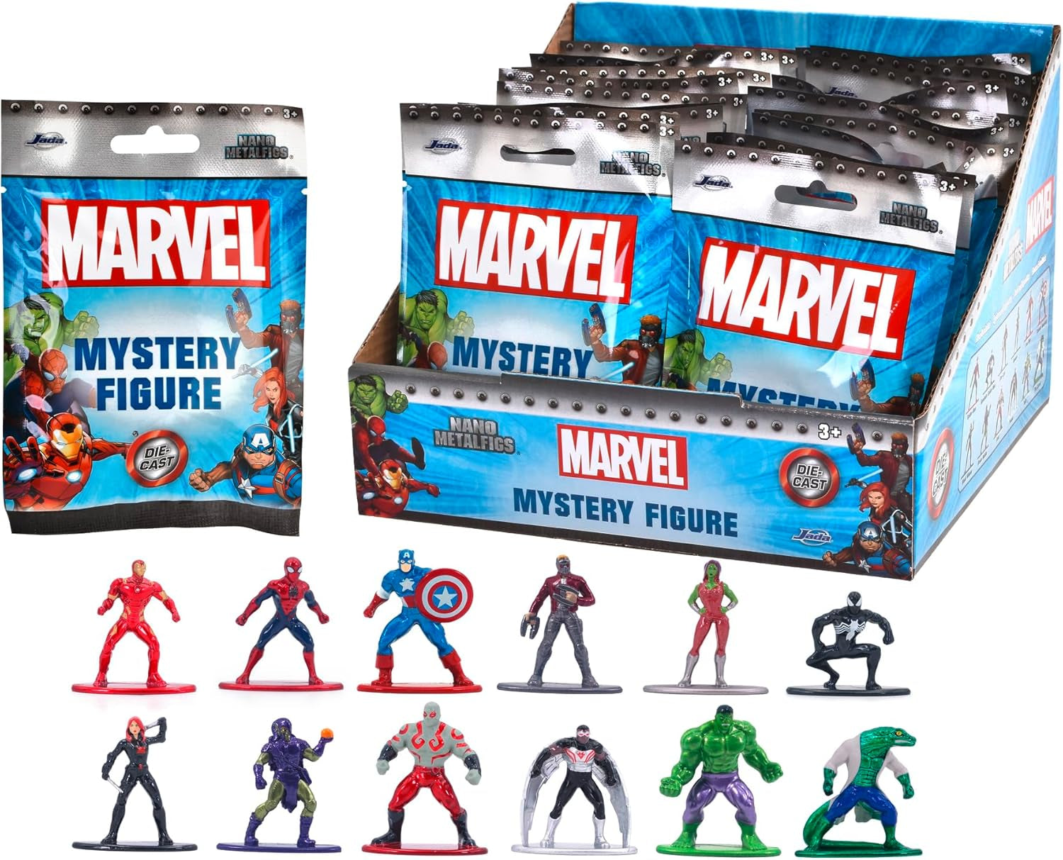Jada Toys 253221016 - Marvel Nanofigures Blind Pack - Metal Marvel Samlefigurer i Blind Pack, 4 cm, 3 år og opefter, Tilfældigt udvalg, Sorte Action Figurer Naty Shop L