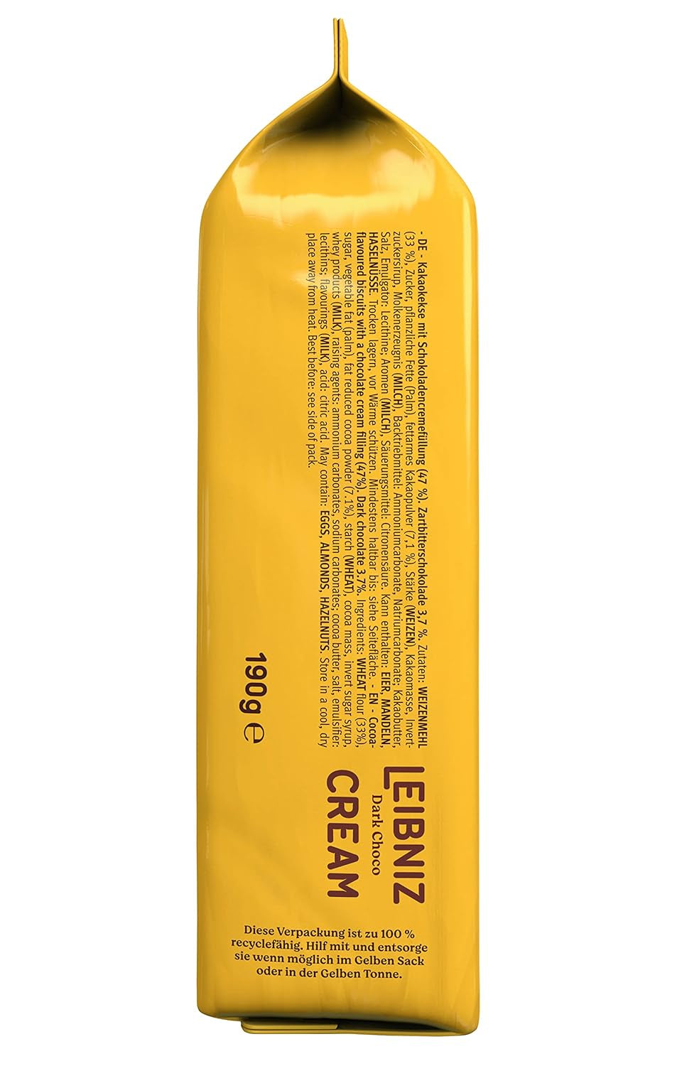 Sprøde småkager med kakao og mørk chokoladecreme, pakke med 14, til opbevaring eller salg (14 x 190 g)