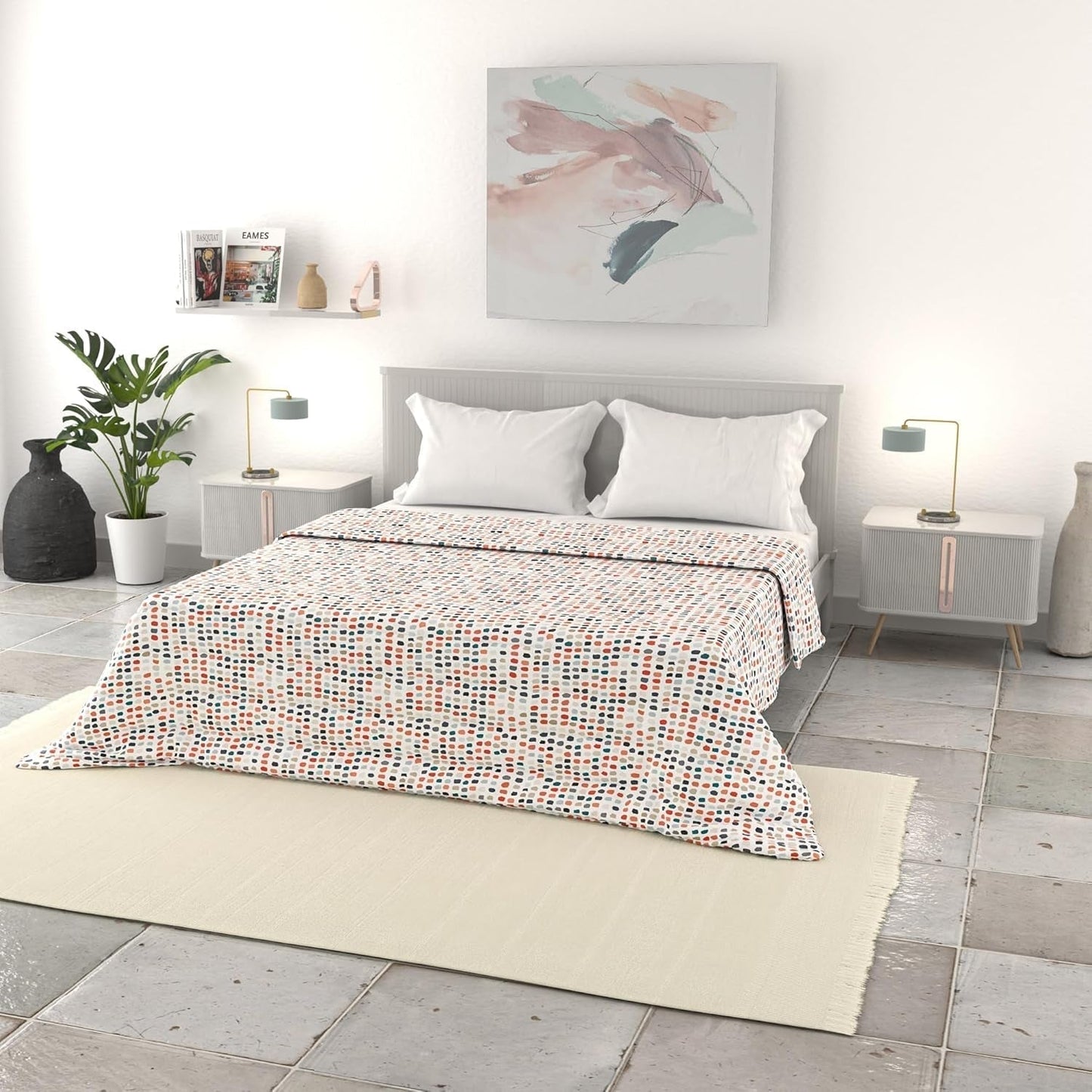 Italiensk sengetøj Basic sommerdyne trykt mikrofiber 250X240Cm Cirkeldyner og dyner Naty Shop Skitse 250X240Cm