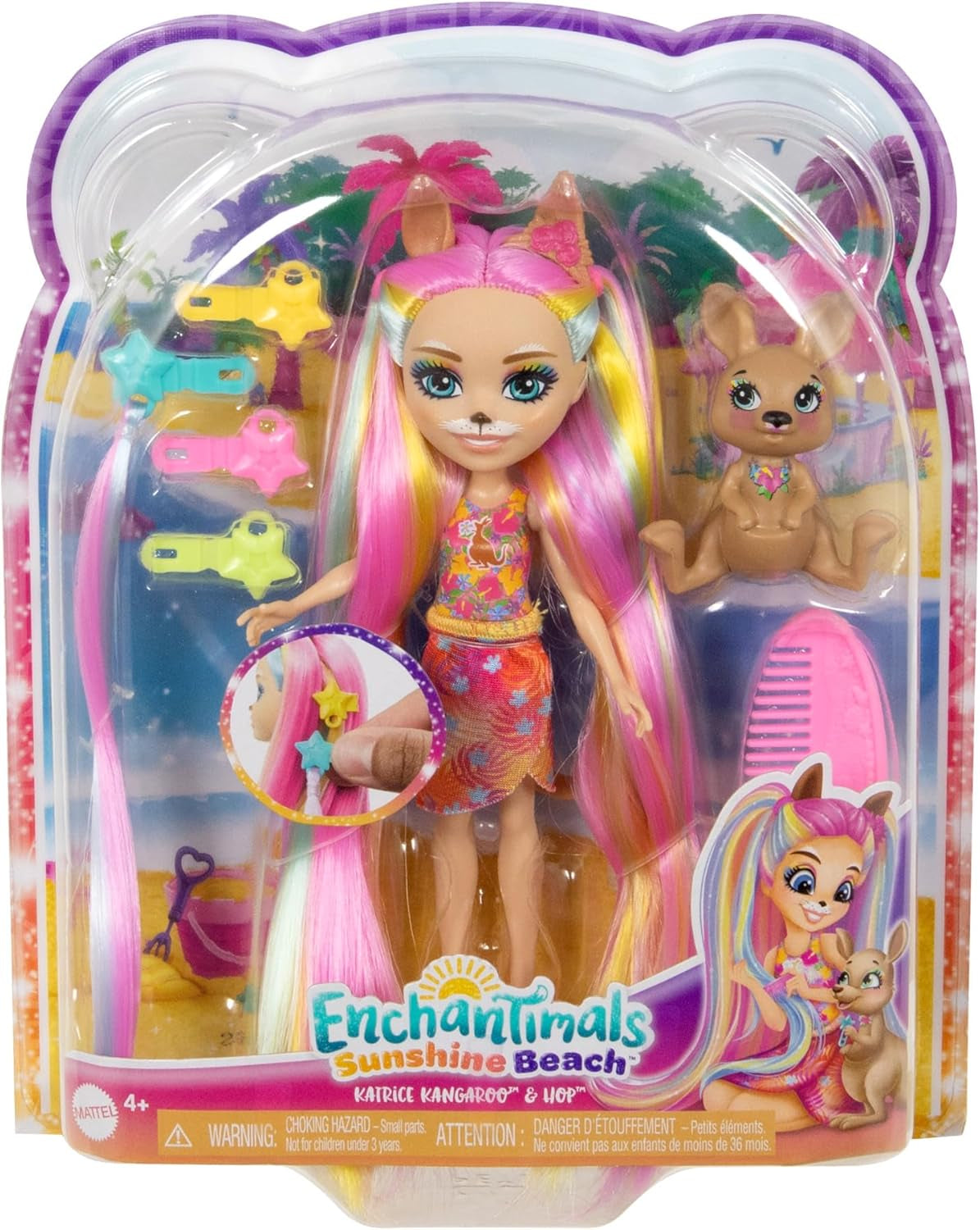 Enchantimals-dukker, Sunshine Beach Deluxe-hårdukke og dyreven, lille dukke med aftagelig nederdel og tilbehør, gaver til børn, HTJ70 Naty Shop-dukker